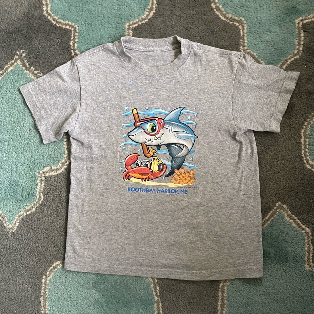 Gray Cotton Tee Boothbay Harbor Shark Kids S VGUC